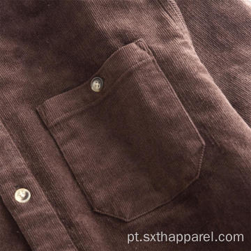Jaqueta masculina de veludo cotelê cor café